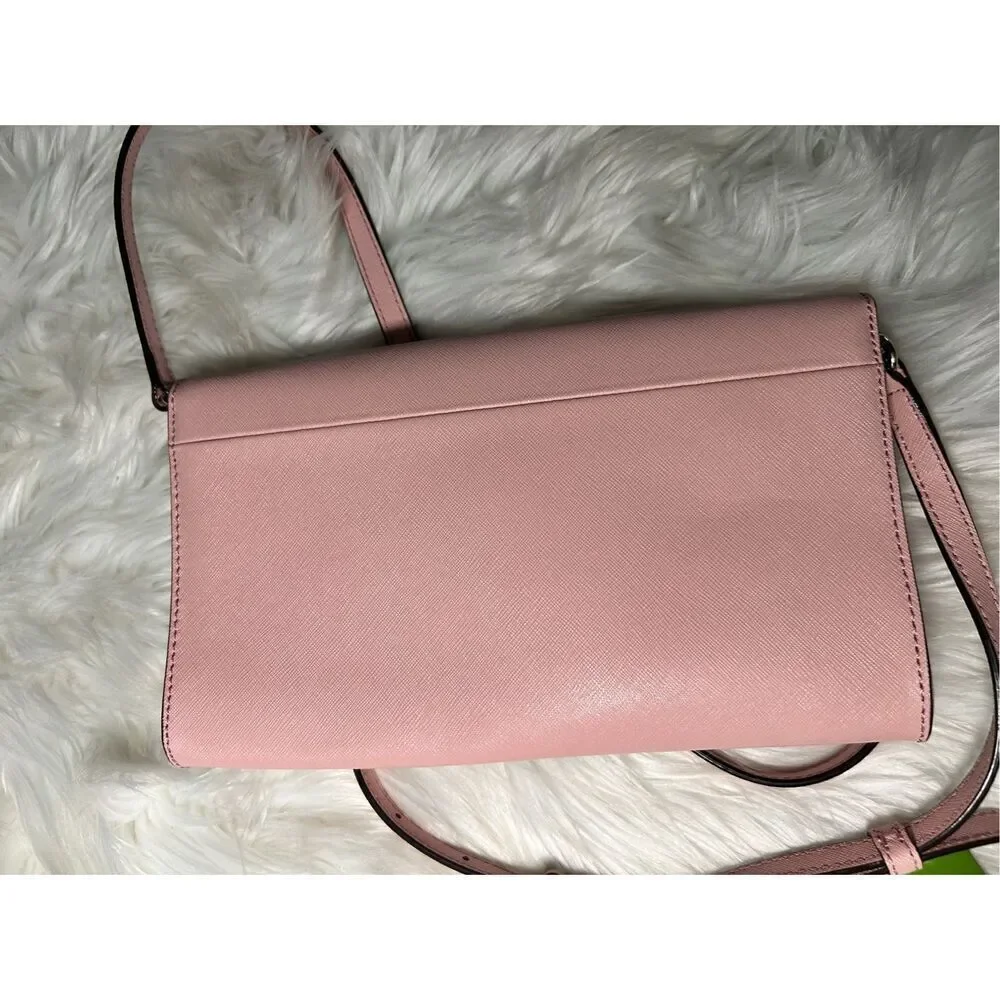 Kate Spade Pink Clutch Crossbody New Canvas Gold Plated